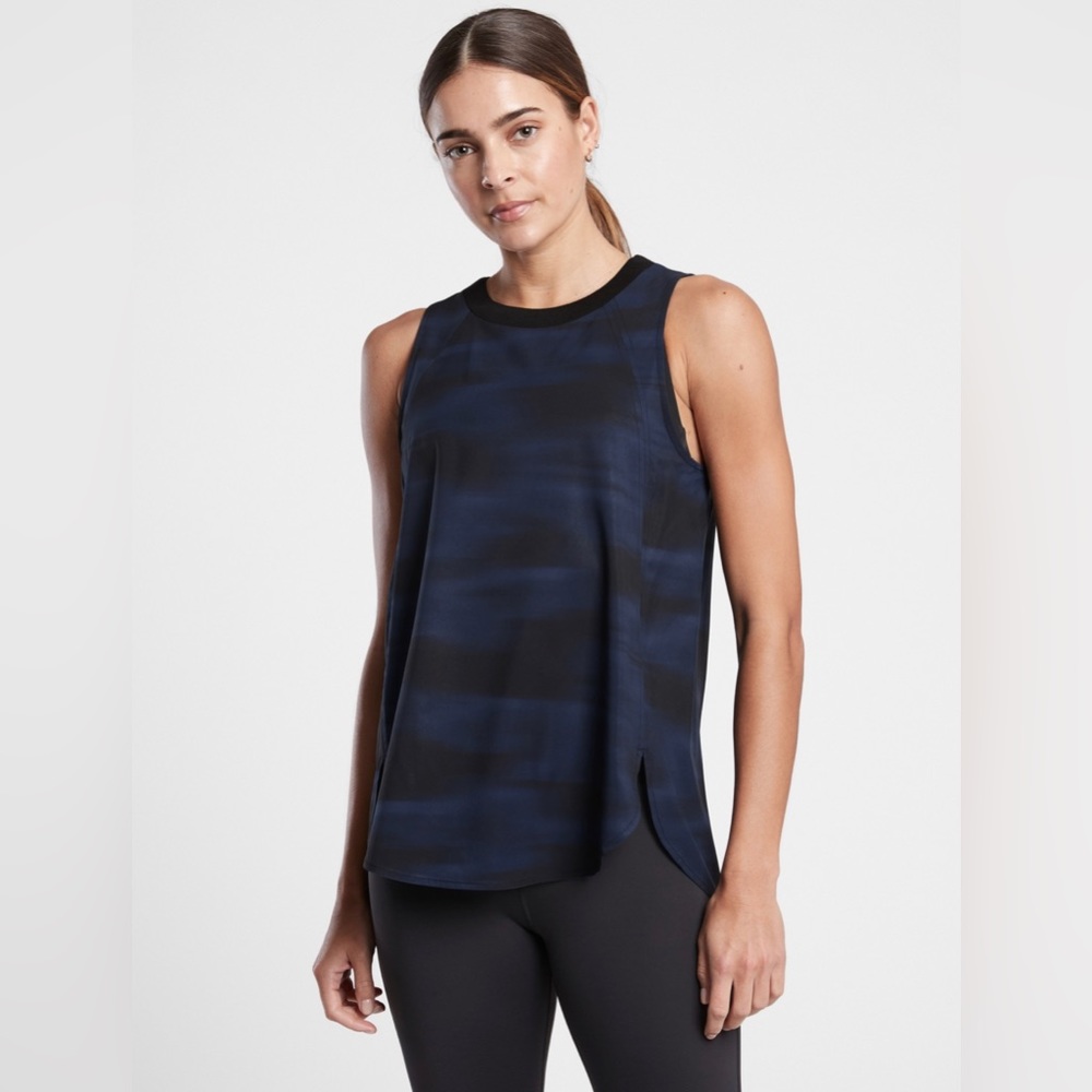 Athleta Zephyr Tank, UPF 50, XS, blue pattern